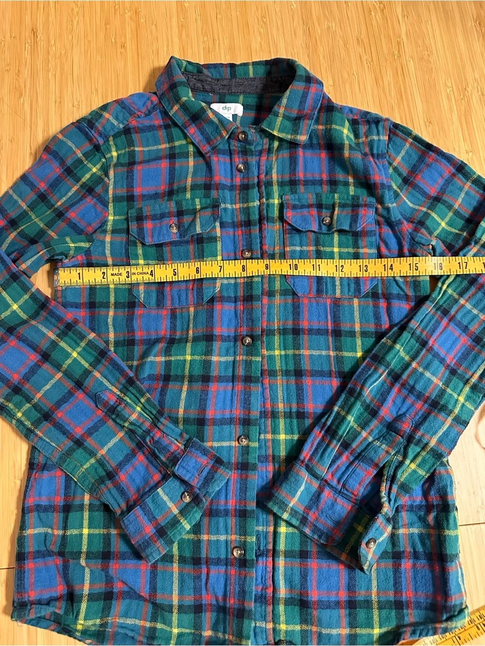 Grunge Blue and Green Plaid Button-Up Shirt